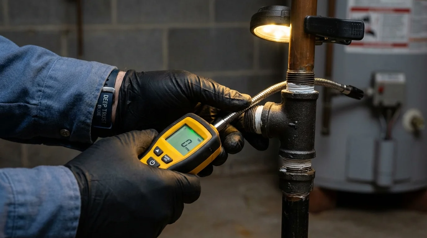 Gas leak detection with electronic sniffer by Johns Plumbing LLC in Berea