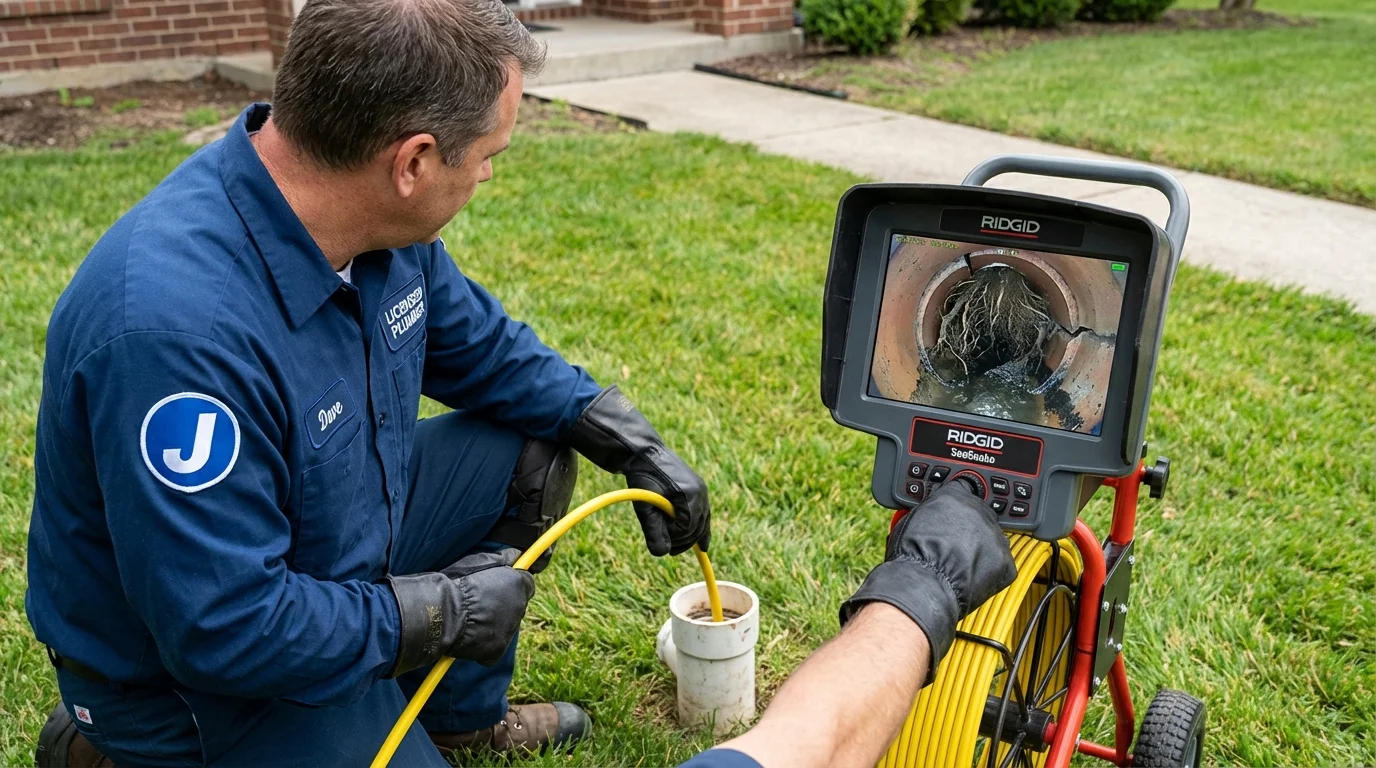 Sewer camera inspection being performed by Johns Plumbing LLC in Berea