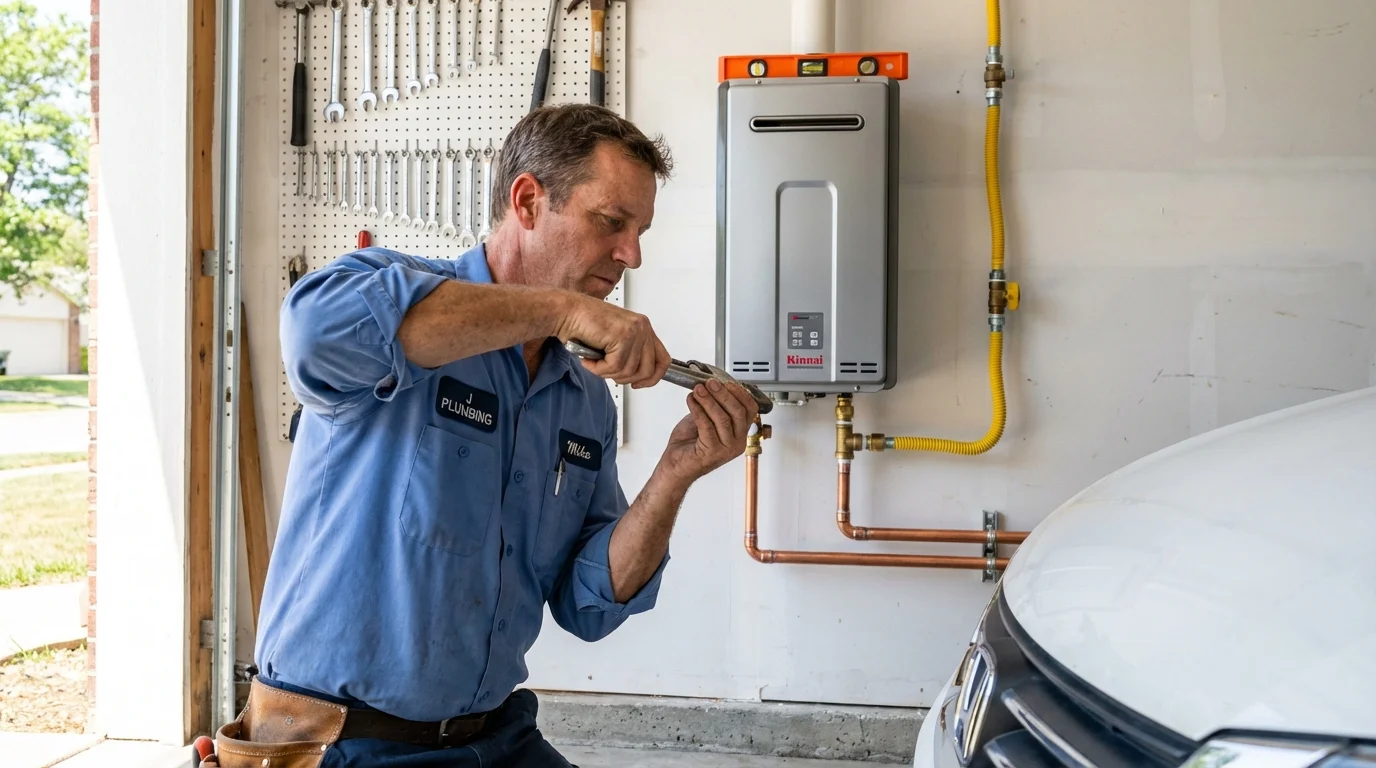 Tankless water heater installation by a Johns Plumbing LLC plumber in Berea